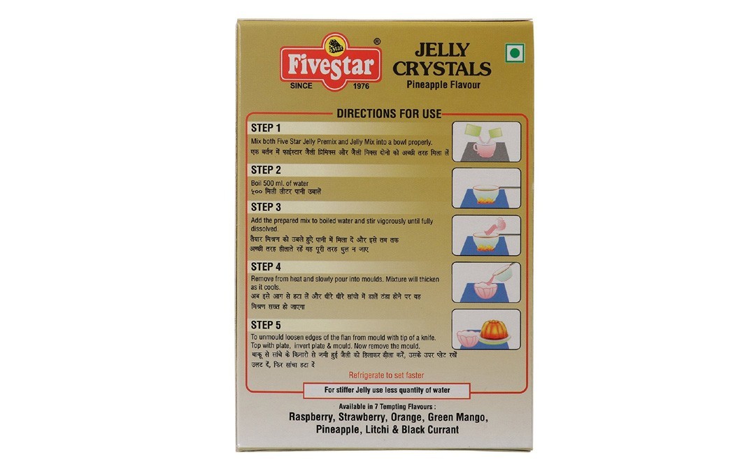 Five Star Jelly Crystals, Pineapple Flavour   Box  90 grams